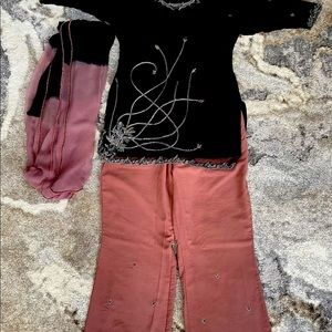 Shalwar Salwar Kameez Black & Salmon